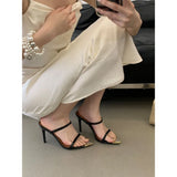 Daiiibabyyy  Summer Fashion CRYSTAL Pointed Toe Women Slippers Sexy Thin Heels Banquet Slide Shoes Zapatos De Mujer