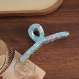 Daiiibabyyy  1PC Iridescent Ribbon - Shaped Hair Claws Set, 4 Pastel Colors, Stylish Hair Clamps for Women, Chic Updo Accessories