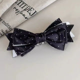 Daiiibabyyy  Elegant Satin Wave Dot Bow Banana Clip for Women Temperament Ponytail Vertical Clip Secure Hold Hair Clip Hair Accessory