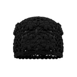 Daiiibabyyy  Women's Hats Y2k Caps Haze Blue Korean  Version Hand Crocheted And Hollowed Out Flower Shaped Cap Pile Pile Cap Sweet Cool Cap
