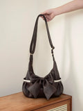 Daiiibabyyy  Lace Bow Crossbady Bag Large Capaci Bags for Woman New Vintage Lace-up Bolsos Mujer Literary Style Sac Femme Bolsas