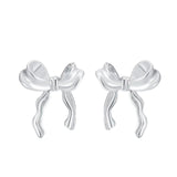 DAIIIBABYYY  -  Korean Fashion Ribbon Bow-knot Earrings for Women Cute Bow Metal Stud Earring Girls Charm Wedding Party Jewelry Gift