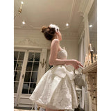 DAIIIBABYYY  -  Elegant Bow Mini Dress Women Fairy Party Prom Lace Strapless Dresses Summer Korean Sexy Backless Bodycon A Line Vestidos