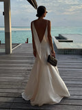 Daiiibabyyy  Women's Elegant Satin V Neck Long Dress Sleeveless Backless High Fork Robes Vacation Beach Maxi Vestidos New Lady Dresses