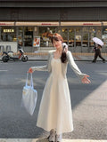 Daiiibabyyy  Summer A-Line Pleated Dresses for Women Sweet Bow Sling Robe Femme High Waist Backless Tunic Maxi Dress Vestidos De Mujer