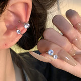 Daiiibabyyy  1 Pair Fashion Shiny Cubic Zircon Ear Cuff For Women Exquisite Crystal Non-Piercing Clip Earrings Wedding Party Jewelry