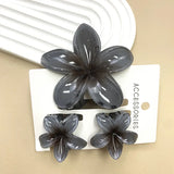 DAIIIBABYYY  -  3Pcs Sweet Colorful Plumeria Flower Shark Clip Hair Claw Bohemian Ponytail Clip Plastic Hairpin Barrette Summer Hair Accessories