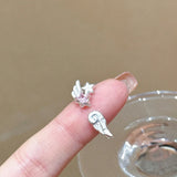 Daiiibabyyy  New Frosted Zircon Ring Neutral Star Adjustable Open Ring Unique Sweet Cool Style Wedding Party Jewelry Accessories Gifts