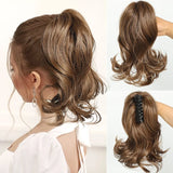 Daiiibabyyy  Synthetic Ponytail Extension Short Wave Curly Ponytail Clip in Claw Hair Extension Natural Synthetic Hairpiece for Women