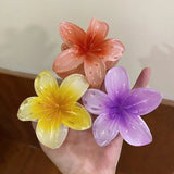 Daiiibabyyy  Bohemian Flower Hair Claw Clip For Women Sweet Floral Hair Claws Crab Clamp Barrettes Hawaiian Headwear Beach Accessories Girl