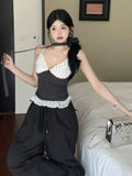 DAIIIBABYYY  -  Hot Girl Pure Lust Style Polka Dot Camisole Women's Summer V-neck Sleeveless Slimming Ruffled Ribbon Sling Tops Female Clothing