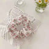 DAIIIBABYYY  -  2024 Girls Floral New Double Strand High Elastic Hair Bands Korean Purple Plaid Scrunchies Hair Ropes Flower Ponytail Holder