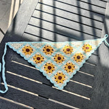 Daiiibabyyy  New Spring Summer Travel Headgear Handmade Knitted Headband Women Japan Korea Sweet Strap Headscarf Photo Triangle Towel