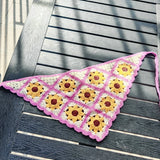 Daiiibabyyy  New Spring Summer Travel Headgear Handmade Knitted Headband Women Japan Korea Sweet Strap Headscarf Photo Triangle Towel