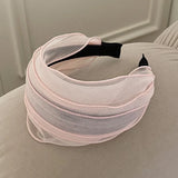Daiiibabyyy  Spring and Summer Mesh Pleated Wide-brimmed Headband Women  New Hairpin Headband Daily Clothing Fashion Matching Head Band