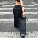 Daiiibabyyy  Women Striped Relaxed Fit Jeans Retro Low Rise Wide Leg Denim Pants Grunge Loose Trousers Spring Y2K Clothes 2026