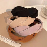 Daiiibabyyy  New Fashion Women Headband Wide Side Braided Hairband Solid Color Turban Hair Hoop Headwear Adult Hair Accessories