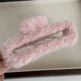 DAIIIBABYYY  -  New Autumn And Winter Plush Geometric rectangle M-Shape Hair Clip Fashion Simple Shark Clip Hair Accessories For Woman Girls