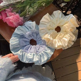 DAIIIBABYYY  -  Ballet style pleated lace double-layer satin large intestine headband oversized meatball hairrope hair tie rubber band headband
