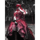DAIIIBABYYY  -  Japan Halloween Red Floral Wedding Dress Lolita Dress Suit Lolita Heavy Industry Trailing Fluffy Princess Dress For Women