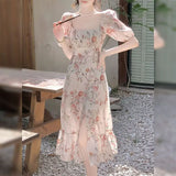 DAIIIBABYYY  -  French Haute Couture Fairy Long Dress, Temperament and Socialite New Slimming, Unique and Beautiful Floral Dress, Summer