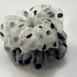 Daiiibabyyy  1PC Polka Dot Organza Scrunchies Set, White & Gray, Chiffon Hair Ties, Elegant Hair Accessories For Women
