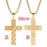 DAIIIBABYYY  -  American Flag Cross Necklace Stainless Steel Inspirational Bible Verse HipHop Lettering Pendant Chain for Boys Men Jewelry