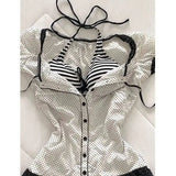 Daiiibabyyy  New Women Summer White Polka Dot Vintage Secondhand Fashion American Retro Top Unisex Design Shirt