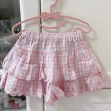 Daiiibabyyy  Summer Cutecore Kawaii Japanese Summer Skirt Women High Waist Jupe Pink Plaid Print Embroidery Fashion Mini Y2k Cute Skirts