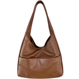Daiiibabyyy Large-capacity bag women new autumn winter soft leather bucket bag commuter tote bag college student shoulder bag aesthetic