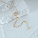 Daiiibabyyy S925 Sterling Silver Double-Deck Circle Zircon Pendant Long O-Chain Choker Necklace 2024 Spring Women Wedding Fine Jewelry