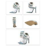 Daiiibabyyy  Shoes Woman Design Denim Ankle Snake Surround Strap Sandalias De Mujer Transparent PVC Ladies High Heels Party Stripper Pumps