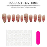Daiiibabyyy  10pcs Glossy Pink Cat's Eye Press On Nails Hand Painted Pear Flower False Nail Full Cover Wearable Korean Style Fake Nail Patch