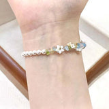 Daiiibabyyy  Sweet Pearl Flower Bracelets for Women Exquisite Colorful Irregular Crystal Gravel Beaded Charm Bracelets Wedding Jewelry