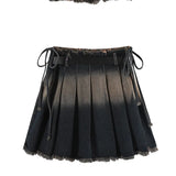 Daiiibabyyy Women Y2k A-line Pleated Denim Skirt Vintage Jean Skirt 90s Aesthetic Harajuku Korean Elegant Cowboy Skirts 2000s Clothes Summer