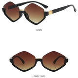 Daiiibabyyy  Retro Large Frame Polygonal Diamond Shaped Sunglasses for Women with A Sense of Luxury Bottom Half Frame Letter Sunglasses