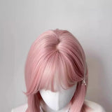 DAIIIBABYYY  -  Pink Full Head Wig Short Straight Hair Lolita Style Cosplay Women's Group Shoulder Length Universal Fit Women's Hairpiece
