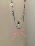 DAIIIBABYYY  -  Trendy Colorful Sweet Cool Y2k Bead Choker Necklace for Women Girls Fun Cute Beaded Necklace Party Jewelry Gift