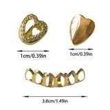 Daiiibabyyy  Personalized And Fashionable Zircon Heart/Smooth Heart/Hollowed-Out/Shiny Teeth Accessories Hip-Hop Rap Style Party Gifts