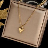 Daiiibabyyy Fashion Luxury Design Heart Pendant Necklace for Women Simple Stainless Steel Romantic Gold Love Necklace Girls Jewelry Gift