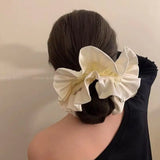 DAIIIBABYYY  -  Ballet style pleated lace double-layer satin large intestine headband oversized meatball hairrope hair tie rubber band headband
