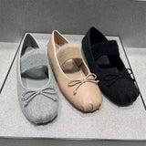 Daiiibabyyy  New Flats Women Ballet Dance Shoes Suede Bow Shallow Loafers Shoes Dress Fashion Autumn Casual Luxury Cozy Zapatos De Mujer