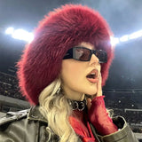 Daiiibabyyy  Oversize Faux Fur Bucket Hat Winter Luxury Warm Fluffy Fisherman Hat Women Fashion Party Caps Female Furry Thickened Basin Hat