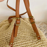 Daiiibabyyy  Backpack, Korean Version Woven Bag, Versatile Backpack, Single Shoulder Dual-Use Bag, Beach Bag, Large Capacity Woven Backpack