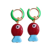 Daiiibabyyy  Personality Jewelry Accessories Enamel Fish Earrings Lip Alloy Charms Ear Buckle Dripping Oil Starfish Hoop Earrings Girls