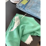 DAIIIBABYYY  -  Female Korean Sweet Patchwork Pleated O-neck Short Sleeve T-Shirts Women Clothing Simplicity Bow Elasticity Buttons Pullovers