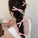 Daiiibabyyy Korea Sweet y2k Girls Ribbon Bow Hairpin Headdress Fashion Cute Candy Colored Classic Princess Side Clip Women Hair Accessories