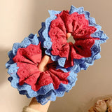 Daiiibabyyy  French Retro Red Blue Lace Flower Headband  Fashionable Elegant Hair ring INS Minimalist Hair Accessories for Women
