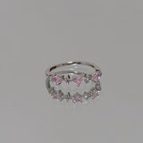 Daiiibabyyy  Y2K Pink Zircon Stars Heart Open Rings for Women Couples Trendy Sweet Irregular Adjustable Finger Ring Wedding Party Jewelry