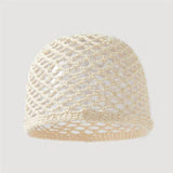 Daiiibabyyy  Women Breathable Mesh Cotton Hat Thin Solid Color Hollow Out Handmade Hat Versatile Fashion Crochet Cap for Spring Summer